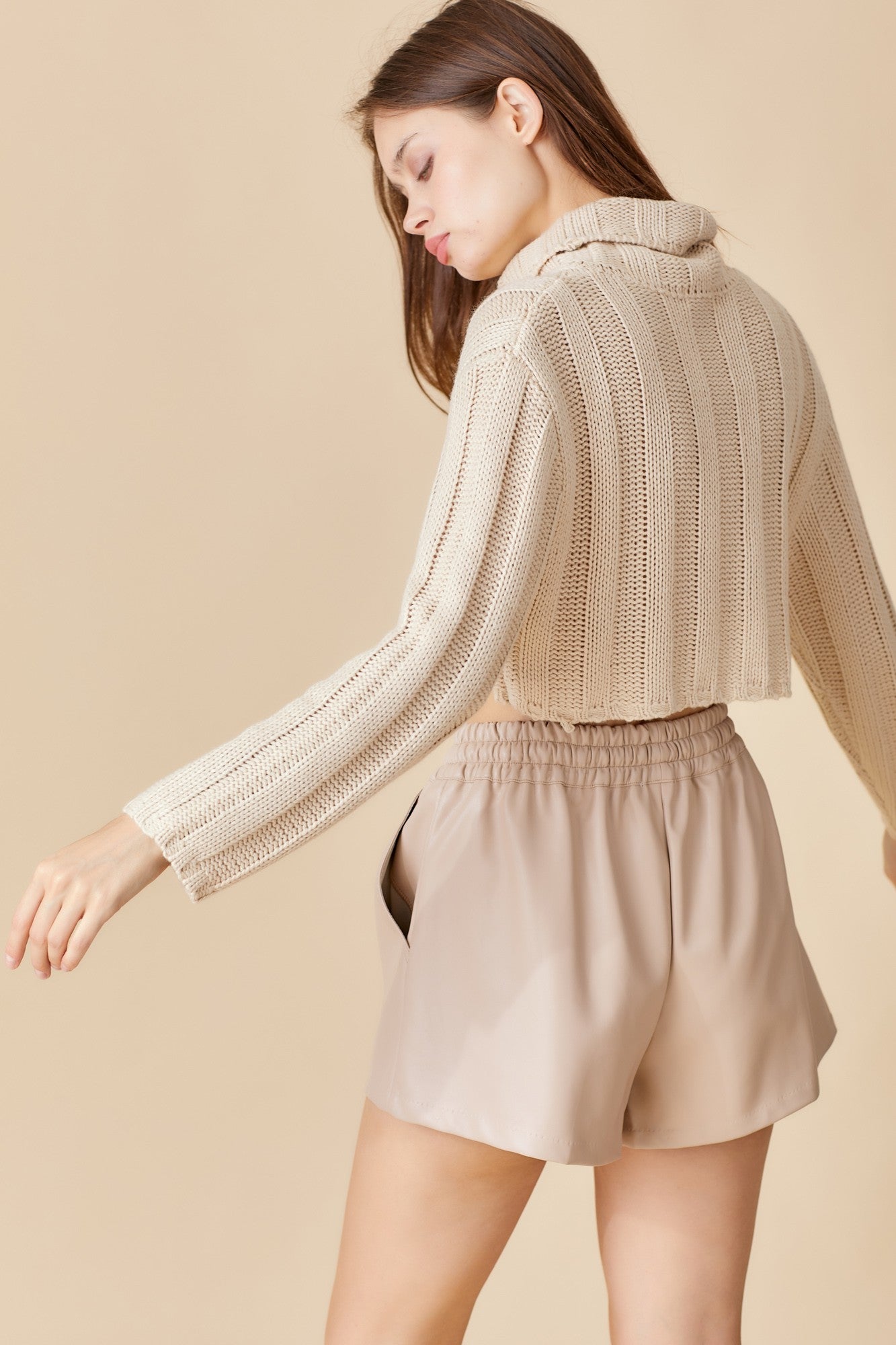 Cropped High Neck Sweater