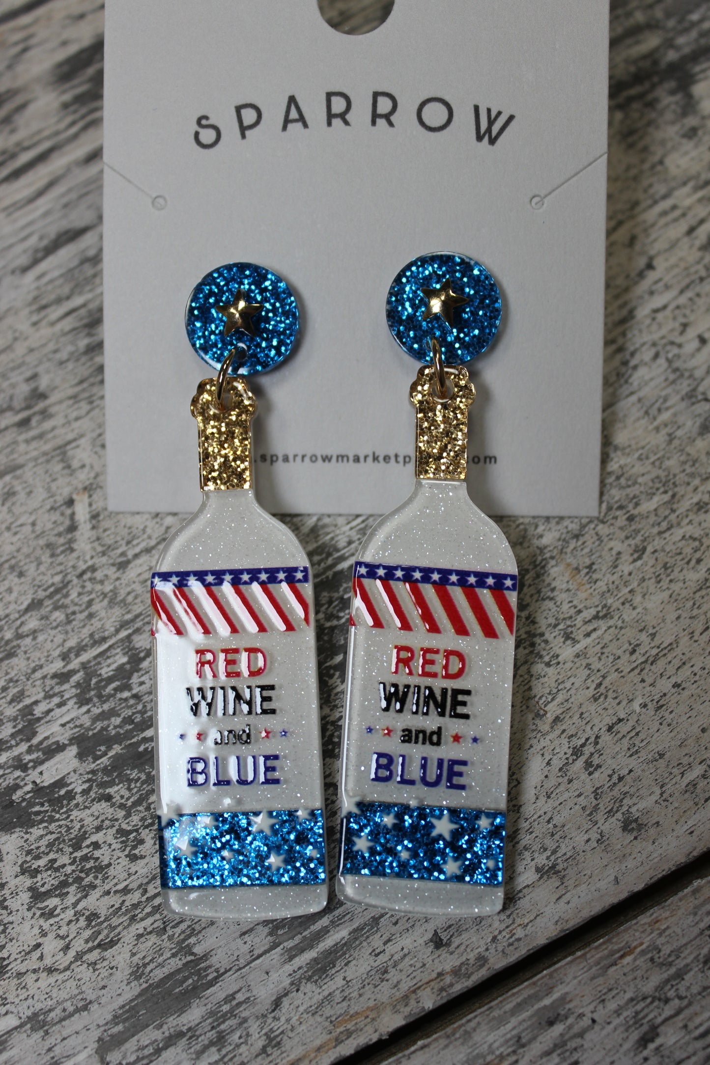 "Red Wine & Blue" Fun Earrings