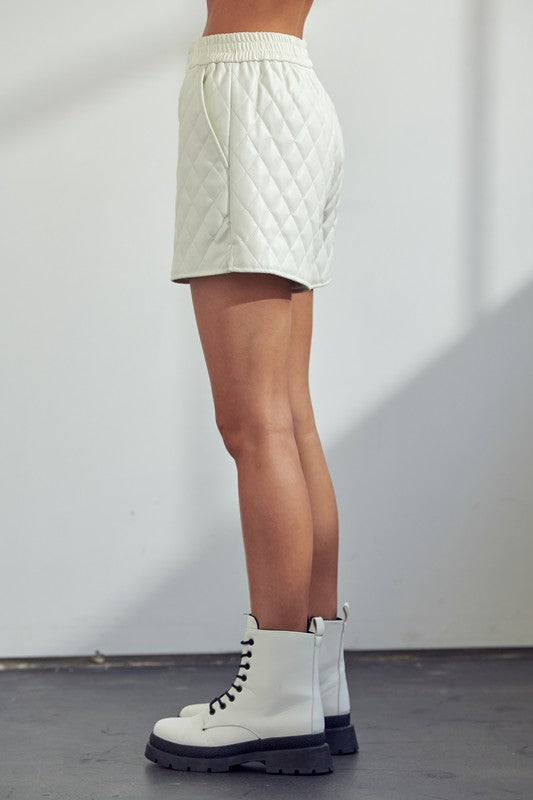 Quilted Faux Leather Shorts